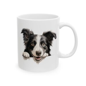 Border Collie Peeking Dog Mug – Dog Lover Coffee Mug – 11oz/15oz Ceramic Mug