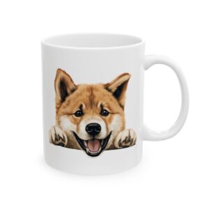 Akita Peeking Dog Mug – Dog Lover Coffee Mug – 11oz/15oz Ceramic Mug