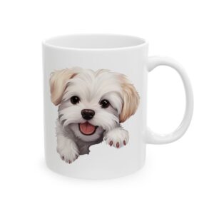 Maltese Peeking Dog Mug – Dog Lover Coffee Mug – 11oz/15oz Ceramic Mug