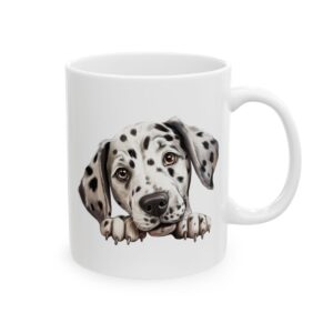 Dalmatian Peeking Dog Mug – Dog Lover Coffee Mug – 11oz/15oz Ceramic Mug