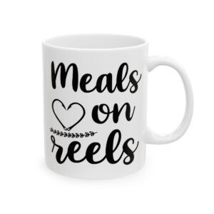 Meals on Reels Fishing Mug – Funny Fishing Coffee Mug – 11oz/15oz Ceramic Mug