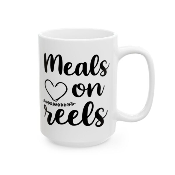 Meals on Reels Fishing Mug – Funny Fishing Coffee Mug – 11oz/15oz Ceramic Mug