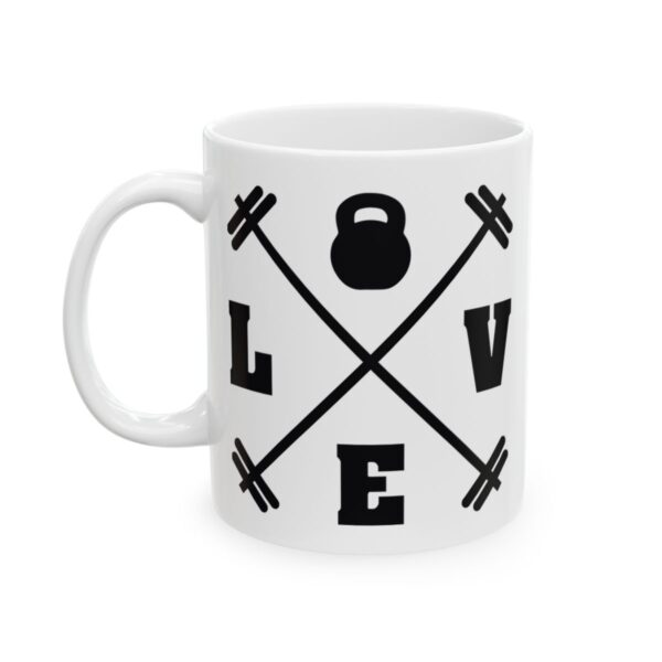 Love Kettlebell Barbells Gym Mug – Funny Workout Coffee Mug – 11oz/15oz Ceramic Mug