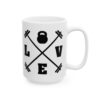 Love Kettlebell Barbells Gym Mug – Funny Workout Coffee Mug – 11oz/15oz Ceramic Mug