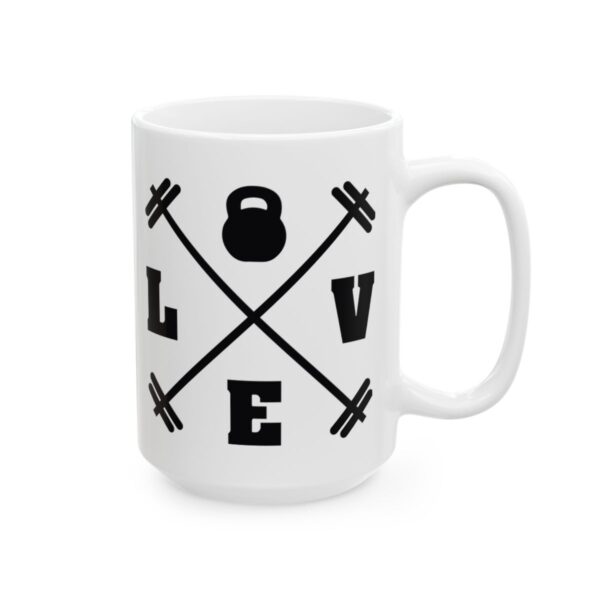 Love Kettlebell Barbells Gym Mug – Funny Workout Coffee Mug – 11oz/15oz Ceramic Mug