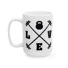 Love Kettlebell Barbells Gym Mug – Funny Workout Coffee Mug – 11oz/15oz Ceramic Mug