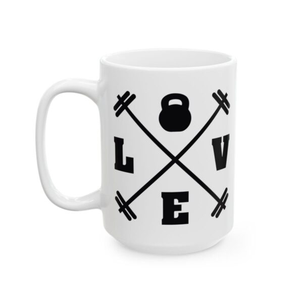 Love Kettlebell Barbells Gym Mug – Funny Workout Coffee Mug – 11oz/15oz Ceramic Mug