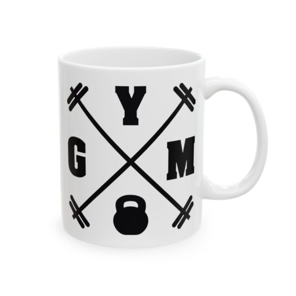 GYM Crossed Barbells Gym Mug – Funny Workout Coffee Mug – 11oz/15oz Ceramic Mug