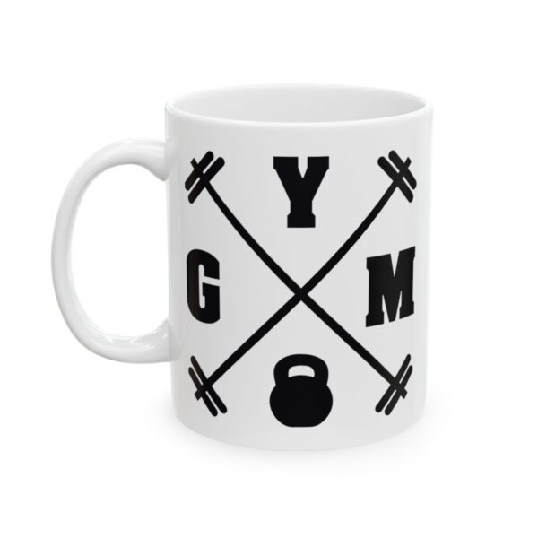 GYM Crossed Barbells Gym Mug – Funny Workout Coffee Mug – 11oz/15oz Ceramic Mug