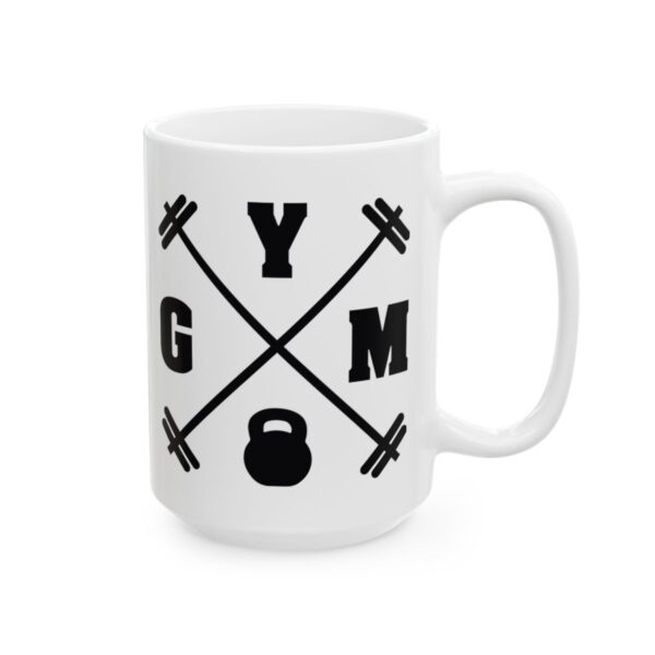 GYM Crossed Barbells Gym Mug – Funny Workout Coffee Mug – 11oz/15oz Ceramic Mug