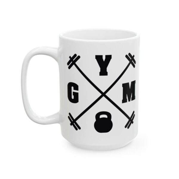 GYM Crossed Barbells Gym Mug – Funny Workout Coffee Mug – 11oz/15oz Ceramic Mug