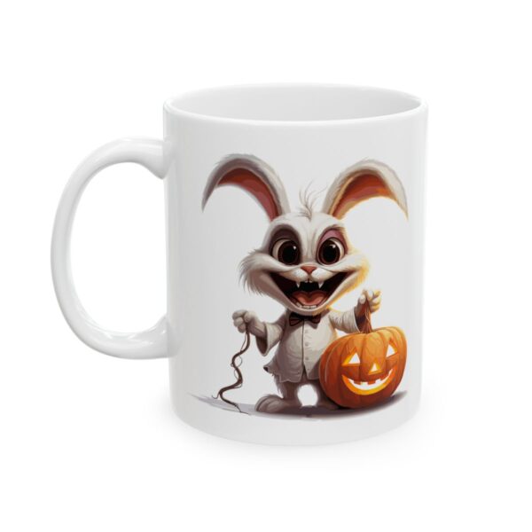Spooky Bunny in a Suit with Pumpkin Halloween Mug – Cute Pumpkin Coffee Mug – 11oz/15oz Ceramic Mug - 10975_1_left.jpg Spooky Bunny in a Suit with Pumpkin Halloween Mug – Cute Pumpkin Coffee Mug – 11oz/15oz Ceramic Mug