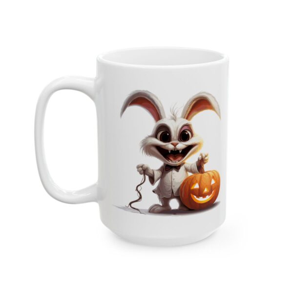Spooky Bunny in a Suit with Pumpkin Halloween Mug – Cute Pumpkin Coffee Mug – 11oz/15oz Ceramic Mug - 10975_3_left.jpg Spooky Bunny in a Suit with Pumpkin Halloween Mug – Cute Pumpkin Coffee Mug – 11oz/15oz Ceramic Mug