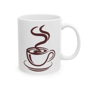 Coffee Cup with Swirling Steam Coffee Lover Mug – Funny Coffee Mug – 11oz/15oz Ceramic Mug