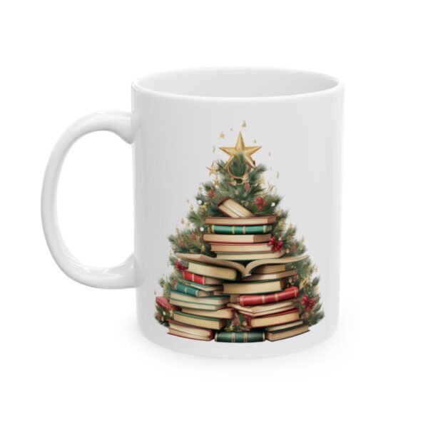 Christmas Book Tree Design 7 Mug – Book Lover Christmas Coffee Mug – 11oz/15oz Ceramic Mug