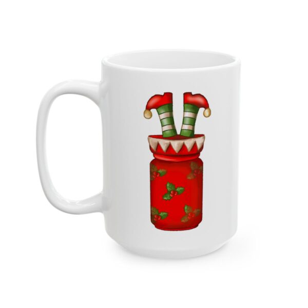 Elf Legs Holly Jar Christmas Drink Mug – Holiday Coffee Lover Mug – 11oz/15oz Ceramic Mug - 11060_3_left.jpg Elf Legs Holly Jar Christmas Drink Mug – Holiday Coffee Lover Mug – 11oz/15oz Ceramic Mug
