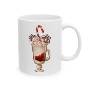 Candy Cane Irish Coffee Glass Christmas Drink Mug – Holiday Coffee Lover Mug – 11oz/15oz Ceramic Mug
