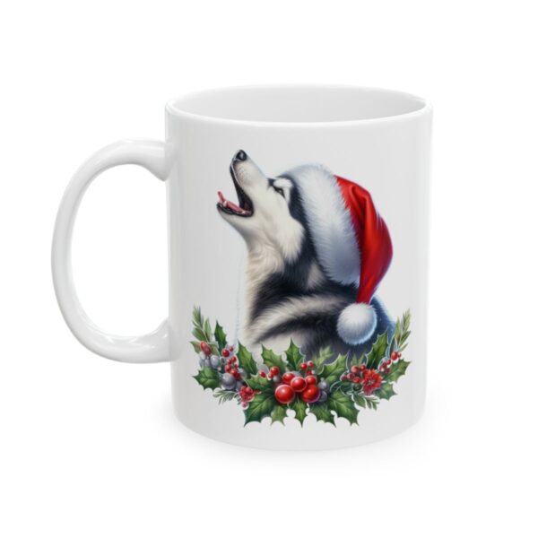 Husky Santa Hat with Holly Christmas Dog Mug – Dog Lover Christmas Coffee Mug – 11oz/15oz Ceramic Mug - 11072_1_left.jpg Husky Santa Hat with Holly Christmas Dog Mug – Dog Lover Christmas Coffee Mug – 11oz/15oz Ceramic Mug