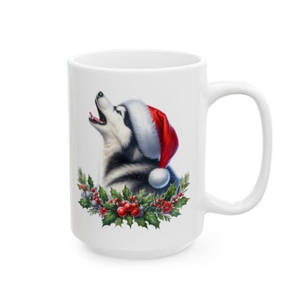 Husky Santa Hat with Holly Christmas Dog Mug – Dog Lover Christmas Coffee Mug – 11oz/15oz Ceramic Mug - 11072_2_right.jpg Husky Santa Hat with Holly Christmas Dog Mug – Dog Lover Christmas Coffee Mug – 11oz/15oz Ceramic Mug