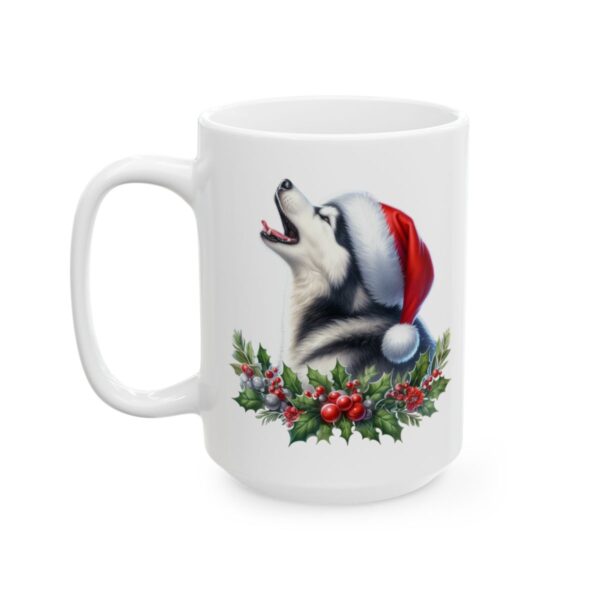 Husky Santa Hat with Holly Christmas Dog Mug – Dog Lover Christmas Coffee Mug – 11oz/15oz Ceramic Mug - 11072_3_left.jpg Husky Santa Hat with Holly Christmas Dog Mug – Dog Lover Christmas Coffee Mug – 11oz/15oz Ceramic Mug