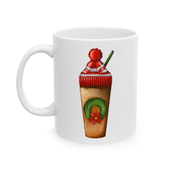 Wreath Coffee Cup with Pom Pom Christmas Drink Mug – Holiday Coffee Lover Mug – 11oz/15oz Ceramic Mug - 11084_1_left.jpg Wreath Coffee Cup with Pom Pom Christmas Drink Mug – Holiday Coffee Lover Mug – 11oz/15oz Ceramic Mug