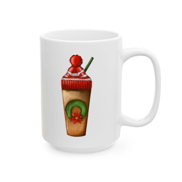 Wreath Coffee Cup with Pom Pom Christmas Drink Mug – Holiday Coffee Lover Mug – 11oz/15oz Ceramic Mug - 11084_2_right.jpg Wreath Coffee Cup with Pom Pom Christmas Drink Mug – Holiday Coffee Lover Mug – 11oz/15oz Ceramic Mug