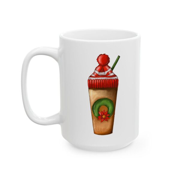Wreath Coffee Cup with Pom Pom Christmas Drink Mug – Holiday Coffee Lover Mug – 11oz/15oz Ceramic Mug - 11084_3_left.jpg Wreath Coffee Cup with Pom Pom Christmas Drink Mug – Holiday Coffee Lover Mug – 11oz/15oz Ceramic Mug