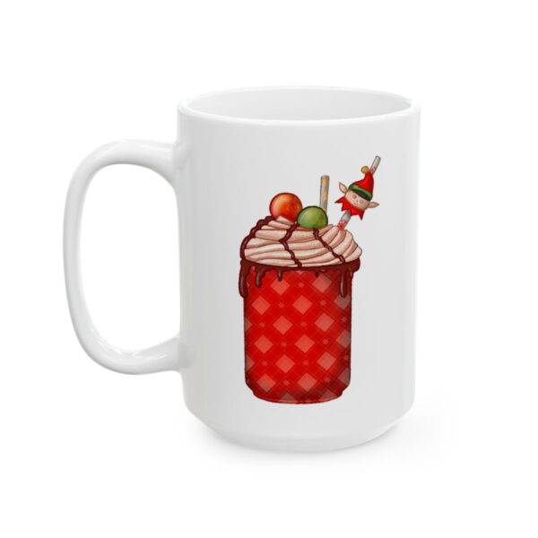 Plaid Milkshake Jar with Elf Topper Christmas Drink Mug – Holiday Coffee Lover Mug – 11oz/15oz Ceramic Mug - 11681_3_left.jpg Plaid Milkshake Jar with Elf Topper Christmas Drink Mug – Holiday Coffee Lover Mug – 11oz/15oz Ceramic Mug
