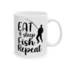 Eat Sleep Fish Repeat Fishing Mug – Funny Fishing Coffee Mug – 11oz/15oz Ceramic Mug
