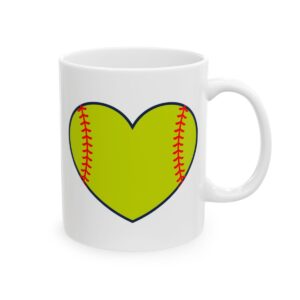 Softball Heart Softball Mug – Softball Fan Coffee Mug – 11oz/15oz Ceramic Mug