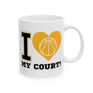 I Heart My Court Basketball Mug – Basketball Fan Coffee Mug – 11oz/15oz Ceramic Mug