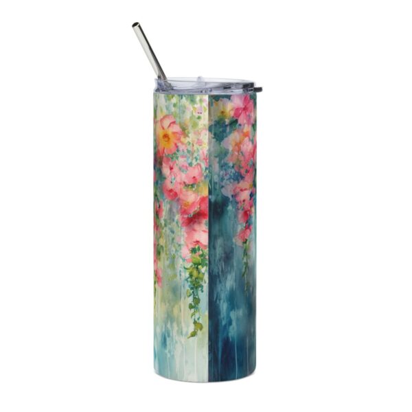 Pink Carnation Watercolor Flowers Tumbler – 20oz Stainless Steel Tumbler - 9448_3_back.jpg Pink Carnation Watercolor Flowers Tumbler – 20oz Stainless Steel Tumbler