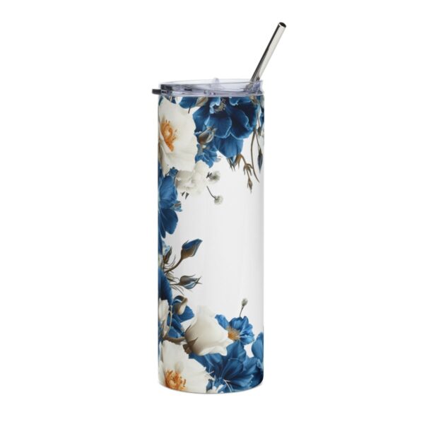 Blue Delphinium and Rose Floral Frame Tumbler – 20oz Stainless Steel Tumbler - 9450_1_left.jpg Blue Delphinium and Rose Floral Frame Tumbler – 20oz Stainless Steel Tumbler