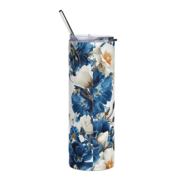 Blue Delphinium and Rose Floral Frame Tumbler – 20oz Stainless Steel Tumbler - 9450_3_back.jpg Blue Delphinium and Rose Floral Frame Tumbler – 20oz Stainless Steel Tumbler