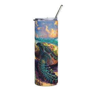 Beach Sea Turtle Tumbler – 20oz Stainless Steel Tumbler - 9456_0_front.jpg Beach Sea Turtle Tumbler – 20oz Stainless Steel Tumbler