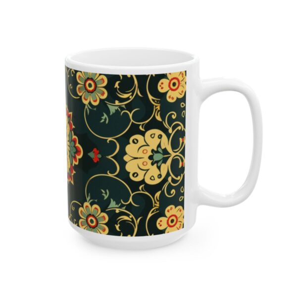 Eastern Enchantment Green and Yellow Floral Medallion Mug – 11oz/15oz Ceramic Mug - 9504_2_right.jpg Eastern Enchantment Green and Yellow Floral Medallion Mug – 11oz/15oz Ceramic Mug