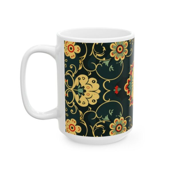 Eastern Enchantment Green and Yellow Floral Medallion Mug – 11oz/15oz Ceramic Mug - 9504_3_left.jpg Eastern Enchantment Green and Yellow Floral Medallion Mug – 11oz/15oz Ceramic Mug