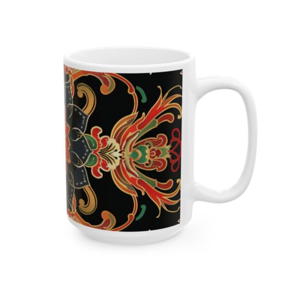 Eastern Enchantment Red and Black Floral Mandala Mug – 11oz/15oz Ceramic Mug