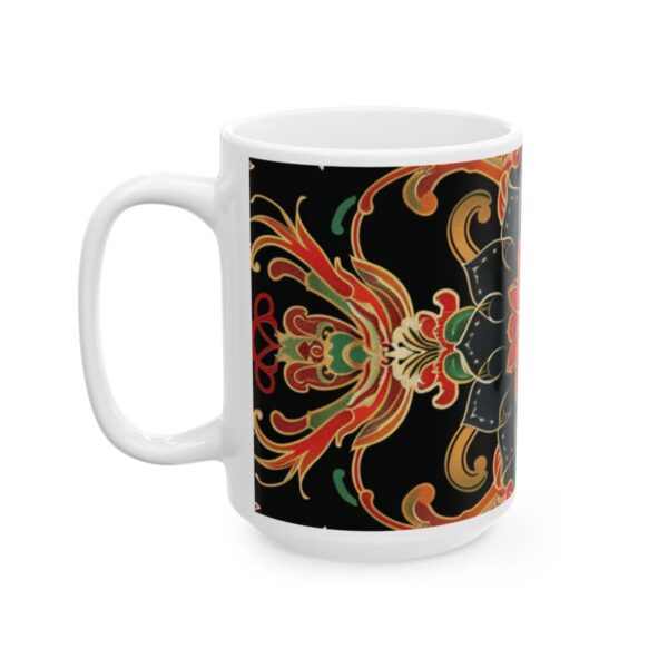 Eastern Enchantment Red and Black Floral Mandala Mug – 11oz/15oz Ceramic Mug
