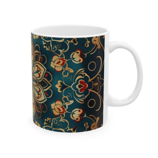 Eastern Enchantment Teal Floral Mandala Mug – 11oz/15oz Ceramic Mug
