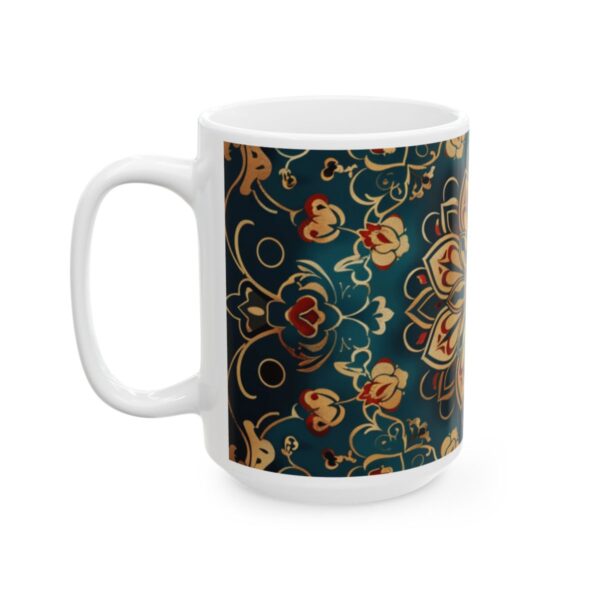 Eastern Enchantment Teal Floral Mandala Mug – 11oz/15oz Ceramic Mug