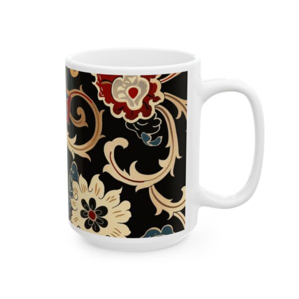 Eastern Enchantment Black and Cream Floral Scroll Mug – 11oz/15oz Ceramic Mug - 9540_2_right.jpg Eastern Enchantment Black and Cream Floral Scroll Mug – 11oz/15oz Ceramic Mug