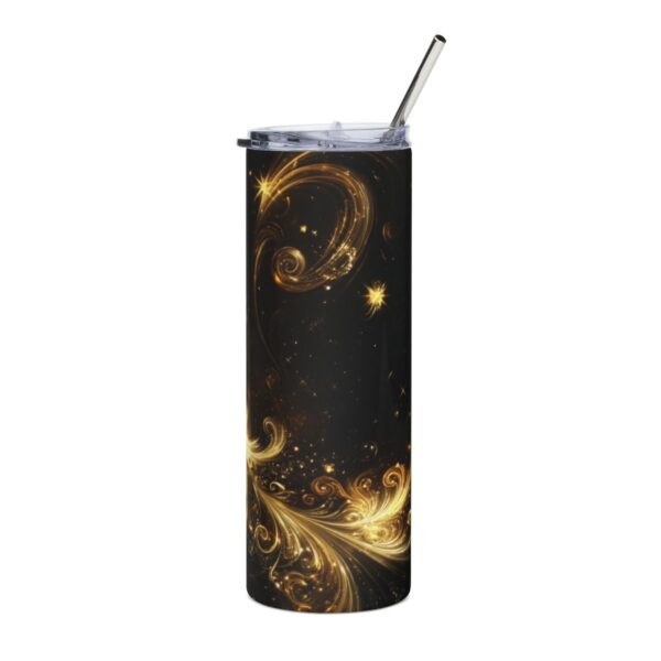 Gold Sparkle Swirls on Black Tumbler – 20oz Stainless Steel Tumbler