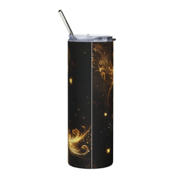 Gold Sparkle Swirls on Black Tumbler – 20oz Stainless Steel Tumbler