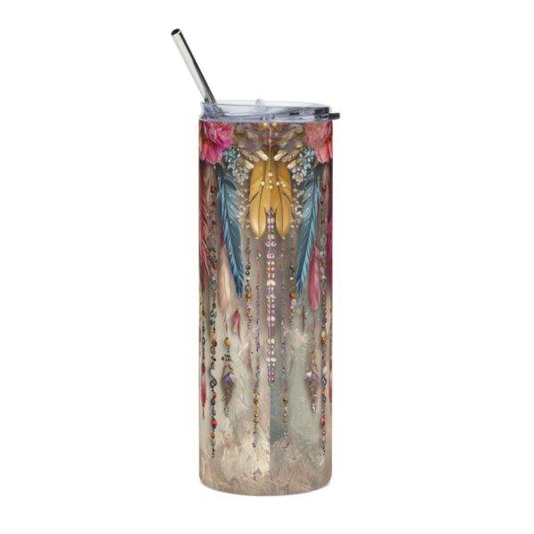 Boho Feather and Flower Tumbler – 20oz Stainless Steel Tumbler