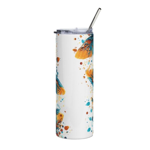 Teal Feather Paint Splash Tumbler – 20oz Stainless Steel Tumbler