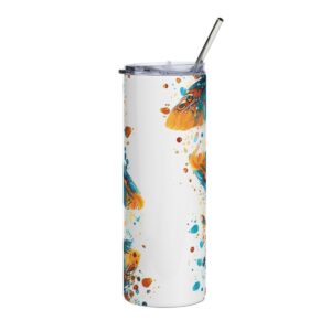 Teal Feather Paint Splash Tumbler – 20oz Stainless Steel Tumbler - 9574_0_front.jpg Teal Feather Paint Splash Tumbler – 20oz Stainless Steel Tumbler