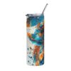 Teal Feather Paint Splash Tumbler – 20oz Stainless Steel Tumbler