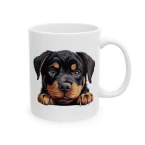 Rottweiler Peeking Dog Mug – Dog Lover Coffee Mug – 11oz/15oz Ceramic Mug