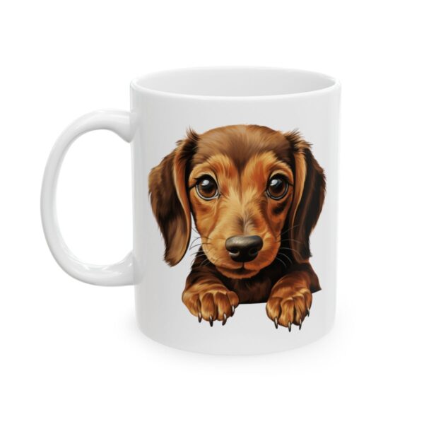 Dachshund Peeking Dog Mug – Dog Lover Coffee Mug – 11oz/15oz Ceramic Mug